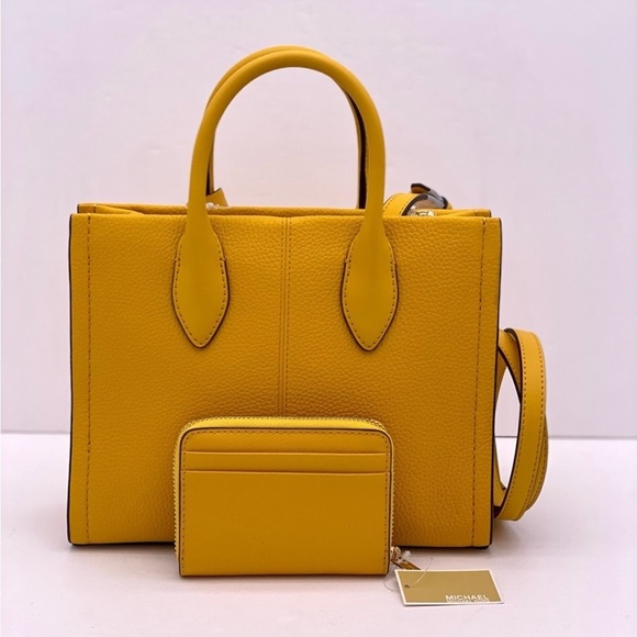 Michael Kors Mirella Small Tote Crossbody and Small Wallet Card Case Jasmine - Picture 3 of 14